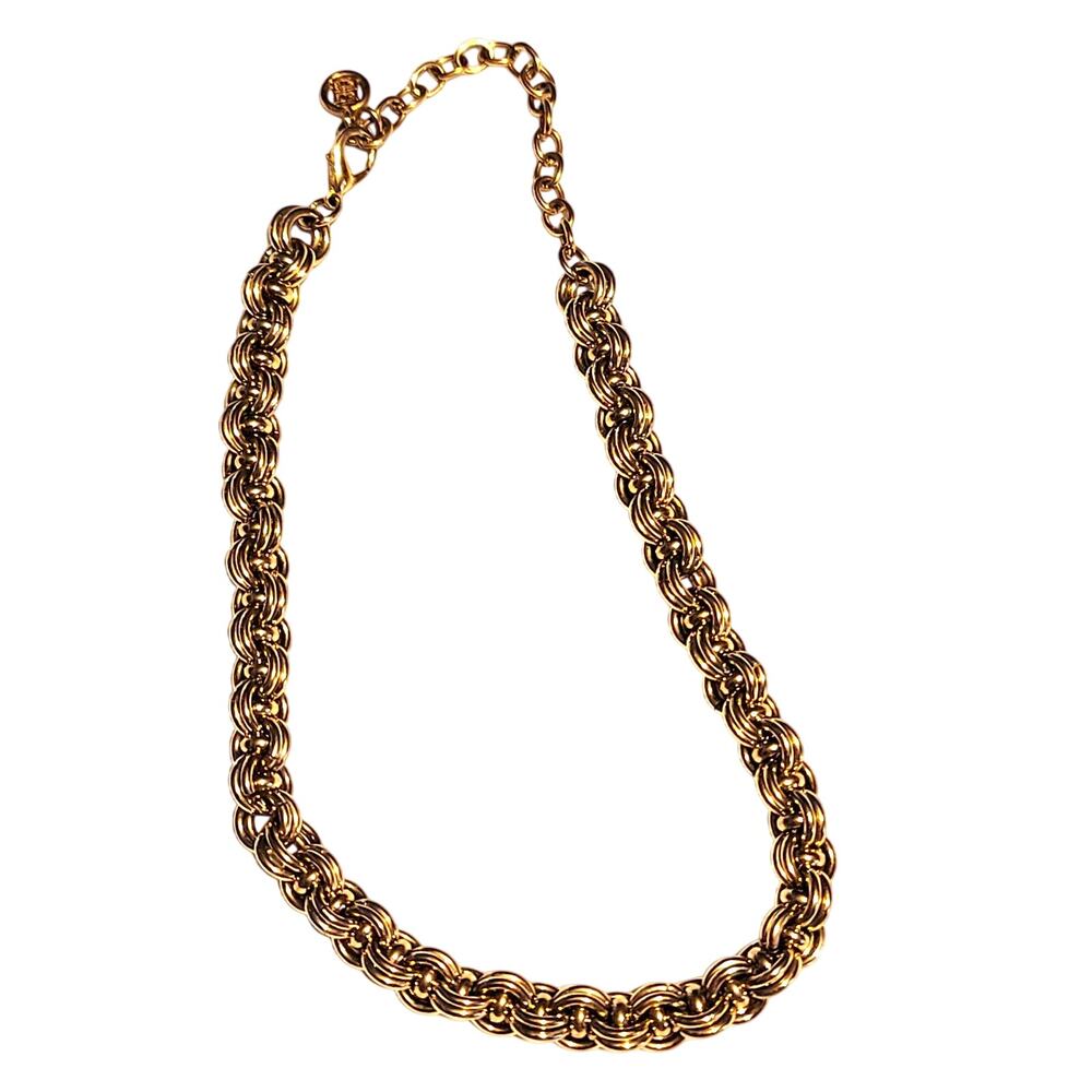 Givenchy vintage necklace Heavy lobster claw closure 1990's Goldtone double curb